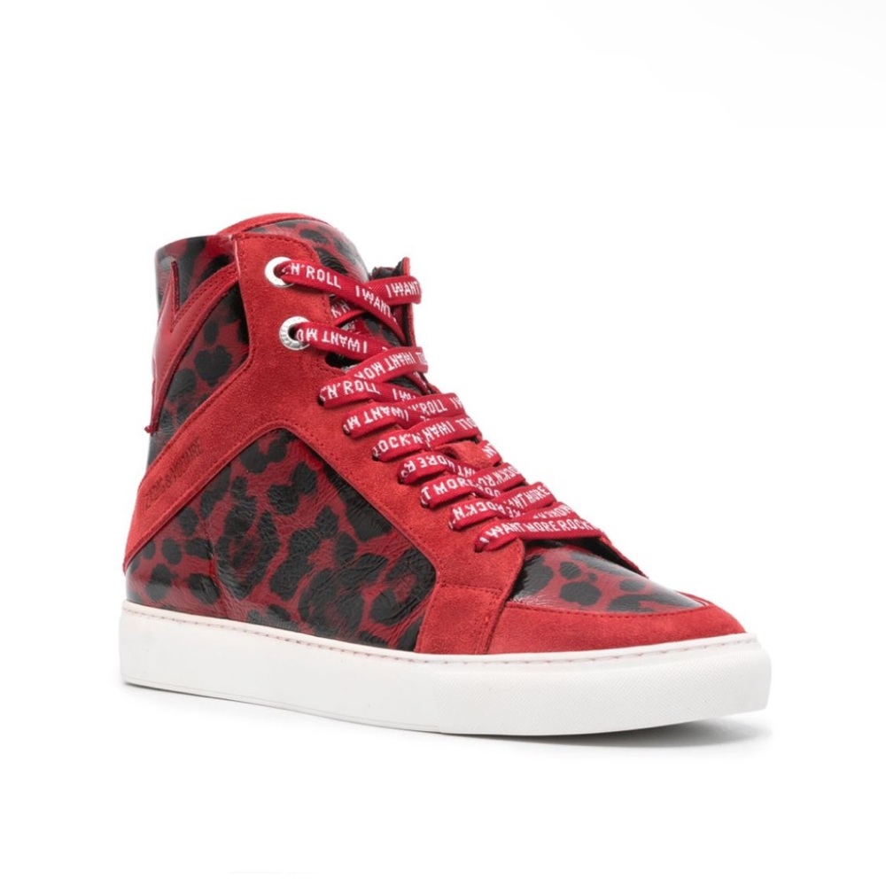 Zadig & Voltaire Red Leopard High Top Sneakers Size FR 38 or US 7